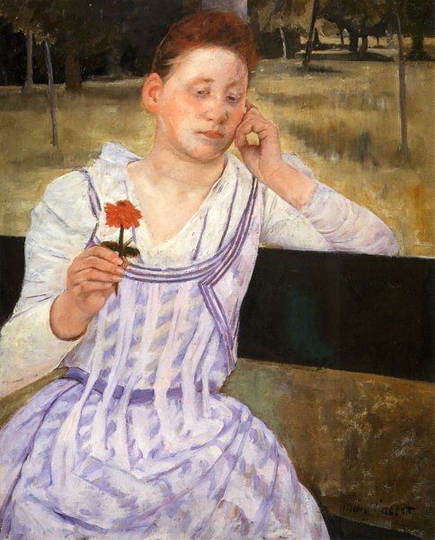 Woman With A Red Zinnia