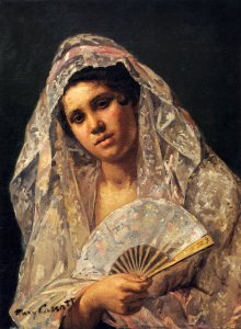 Spanish Dancer Wearing A Lace Mantilla