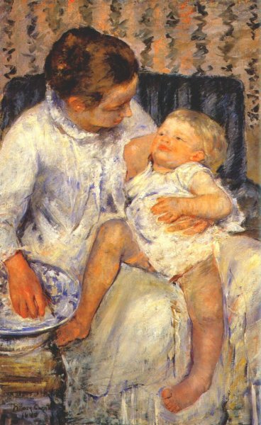 Mother about to Wash her Sleepy Child, 1880