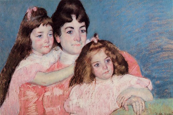 Portrait Of Madame A  F  Aude And Her Two Daughters